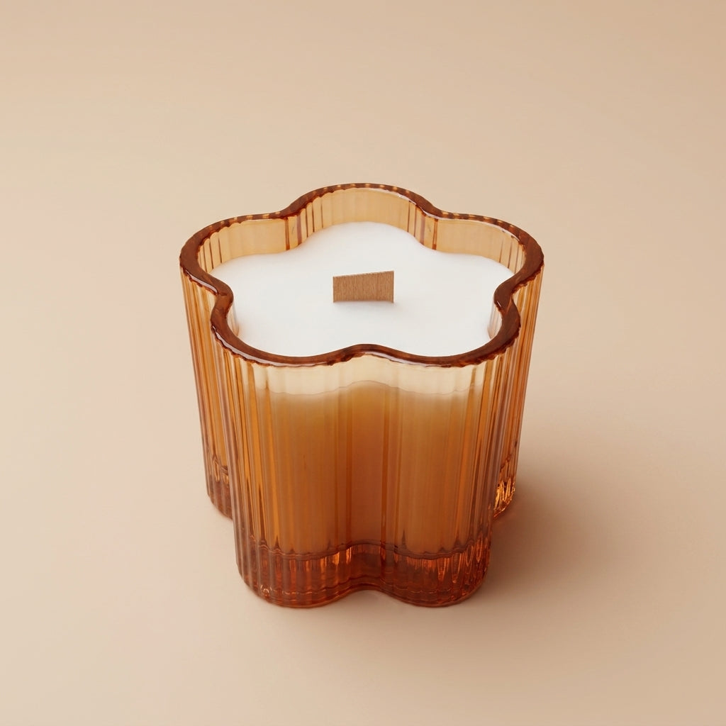 Bougie Pêche – Cire de soja & mèche en bois
