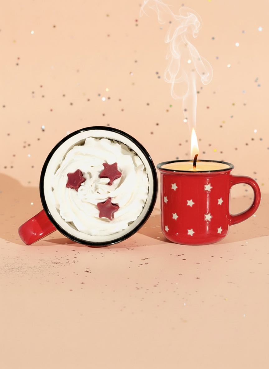 Bougie chantilly parfumée - Mug de Noël Étoiles -